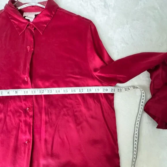 Vintage Norton McNaughton Red Silk Blouse Size 12 - Picture 7 of 8